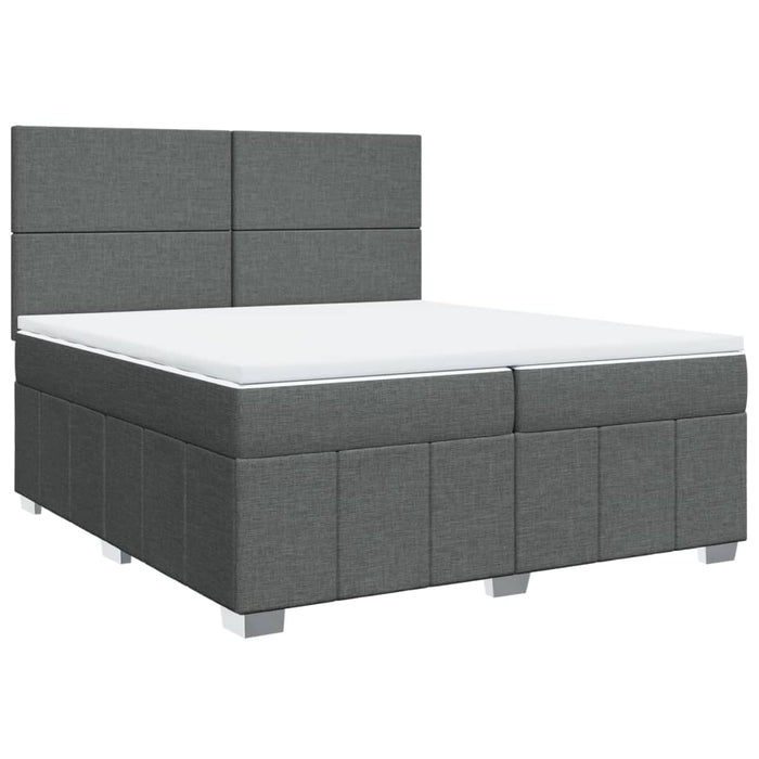 Pat box spring cu saltea, gri închis, 200x200 cm, textil - WALTI WALTI