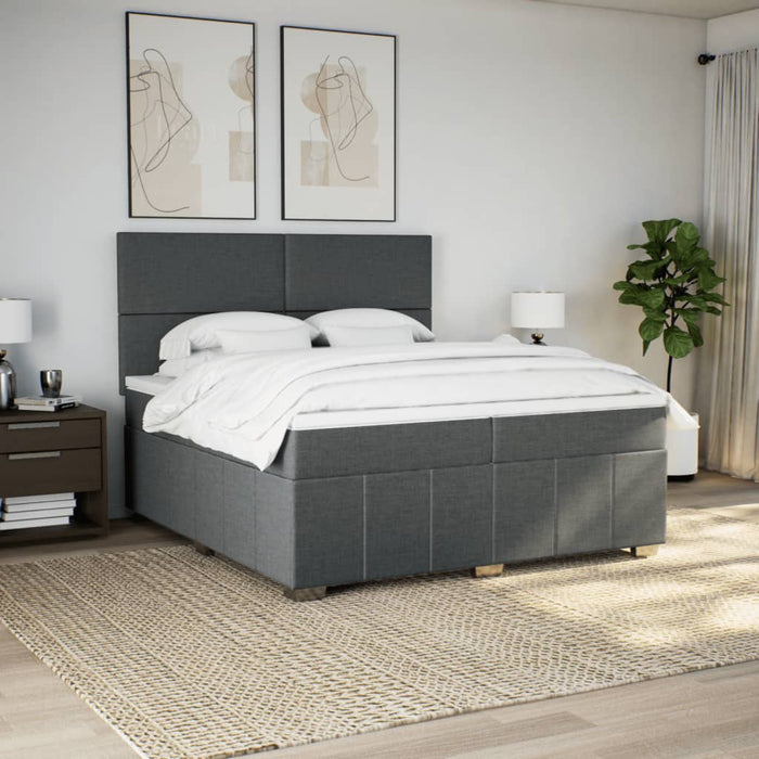 Pat box spring cu saltea, gri închis, 200x200 cm, textil - WALTI WALTI