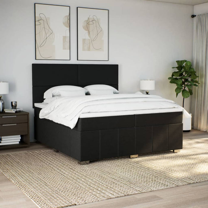 Pat box spring cu saltea, negru, 200x200 cm, textil - WALTI WALTI