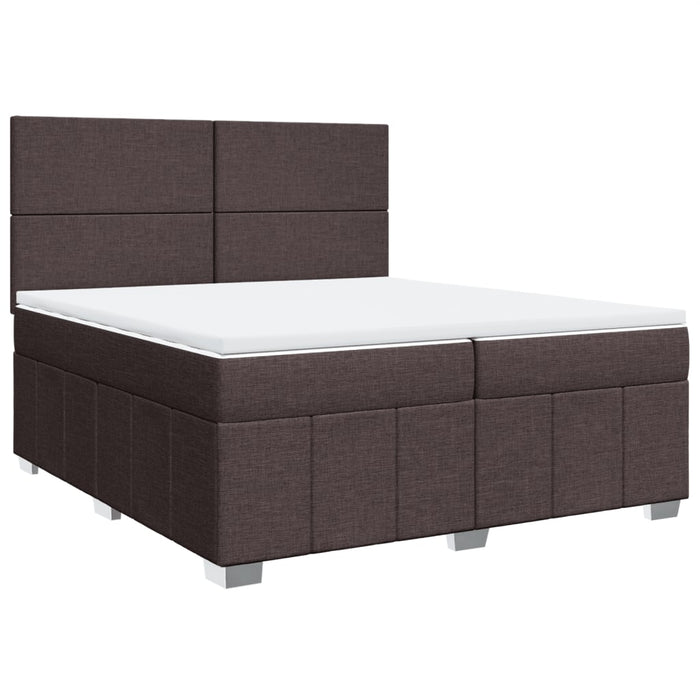 Pat box spring cu saltea, maro închis, 200x200 cm, textil WALTI