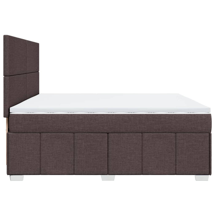 Pat box spring cu saltea, maro închis, 200x200 cm, textil WALTI