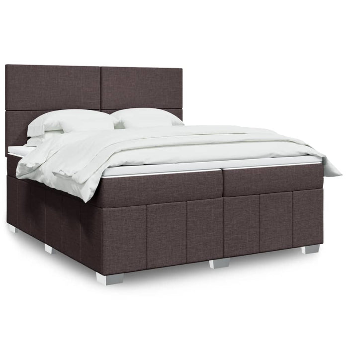 Pat box spring cu saltea, maro închis, 200x200 cm, textil WALTI