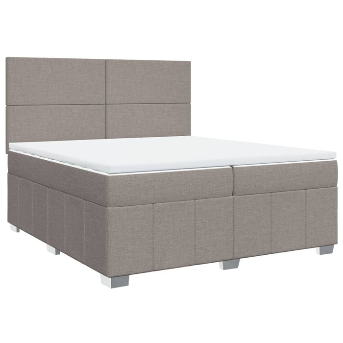 Pat box spring cu saltea, gri taupe, 200x200 cm, textil - WALTI WALTI