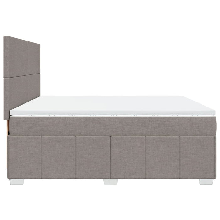 Pat box spring cu saltea, gri taupe, 200x200 cm, textil - WALTI WALTI