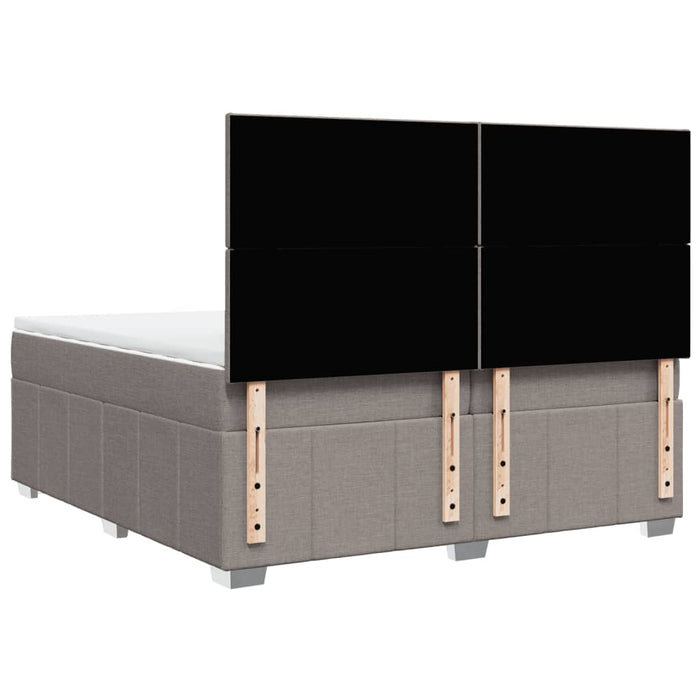 Pat box spring cu saltea, gri taupe, 200x200 cm, textil - WALTI WALTI