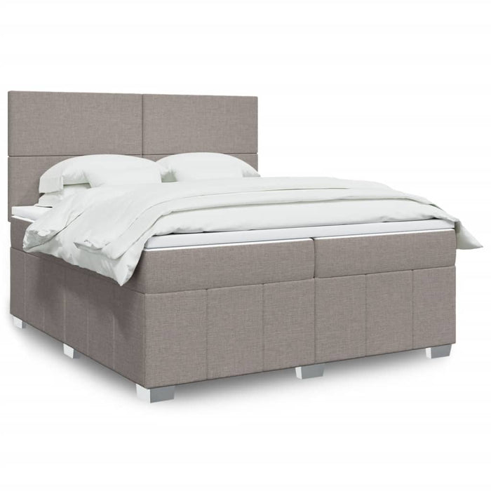 Pat box spring cu saltea, gri taupe, 200x200 cm, textil - WALTI WALTI