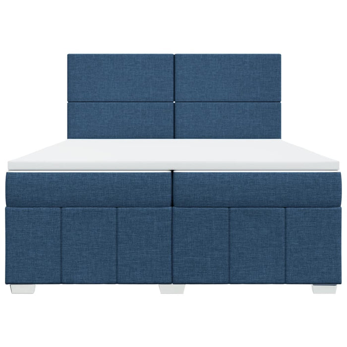 Pat box spring cu saltea, albastru, 200x200 cm, textil - WALTI WALTI