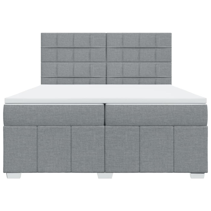Pat box spring cu saltea, gri deschis, 200x200 cm, textil WALTI