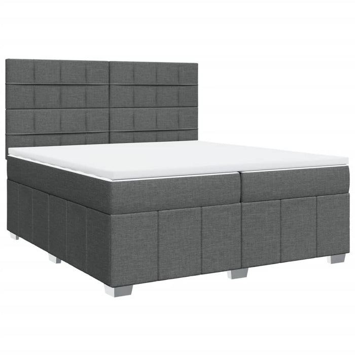 Pat box spring cu saltea, gri închis, 200x200 cm, textil - WALTI WALTI