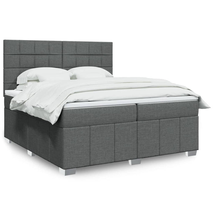 Pat box spring cu saltea, gri închis, 200x200 cm, textil - WALTI WALTI