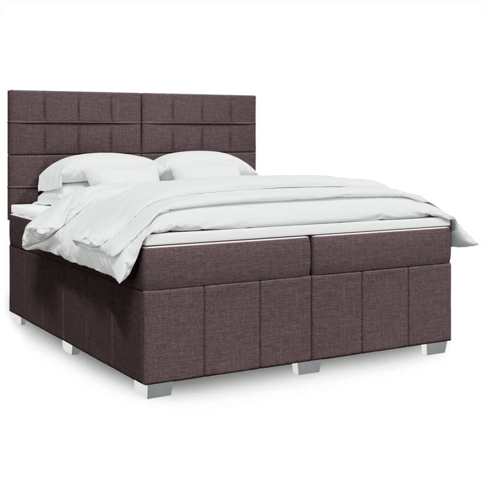 Pat box spring cu saltea, maro închis, 200x200 cm, textil - WALTI WALTI