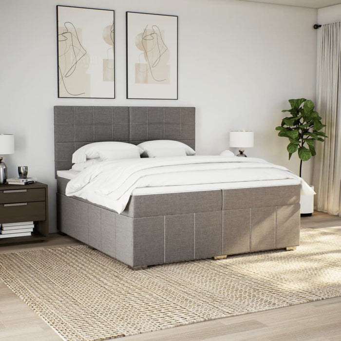 Pat box spring cu saltea, gri taupe, 200x200 cm, textil - WALTI WALTI