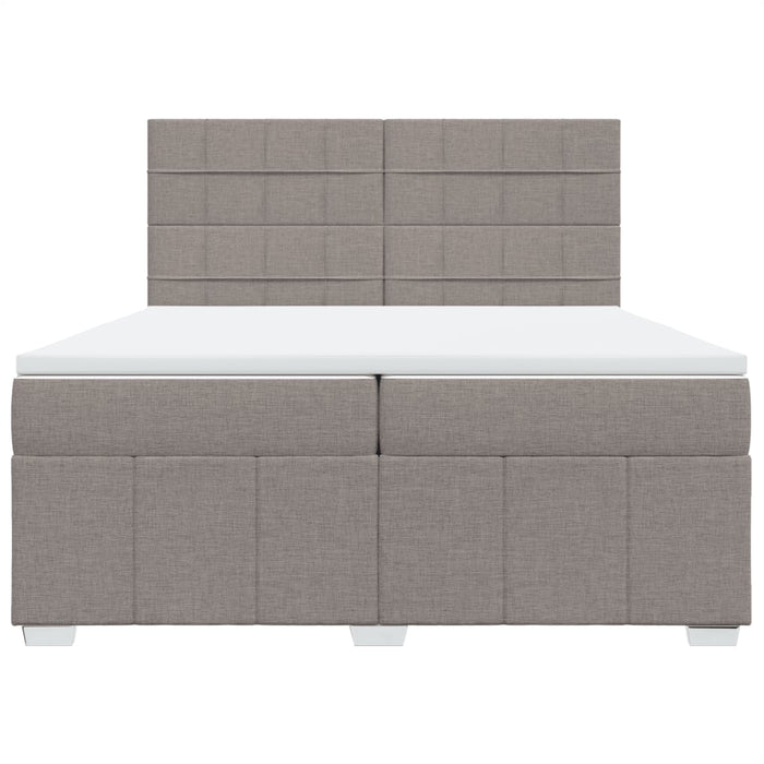 Pat box spring cu saltea, gri taupe, 200x200 cm, textil - WALTI WALTI