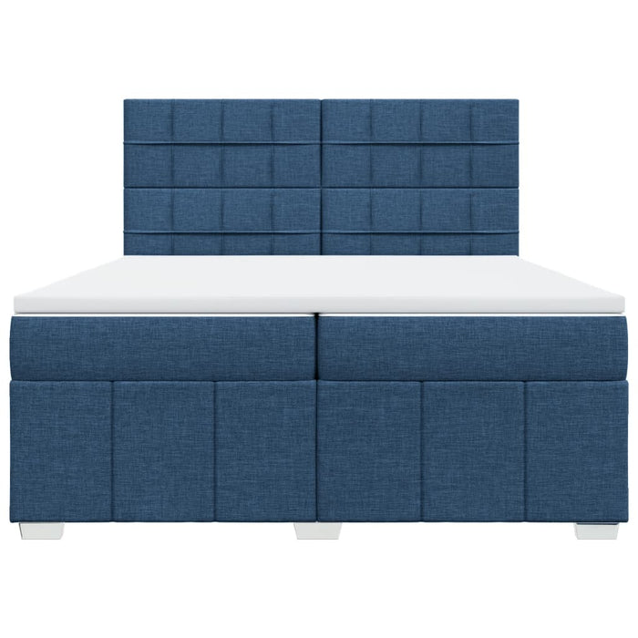 Pat box spring cu saltea, albastru, 200x200 cm, textil - WALTI WALTI
