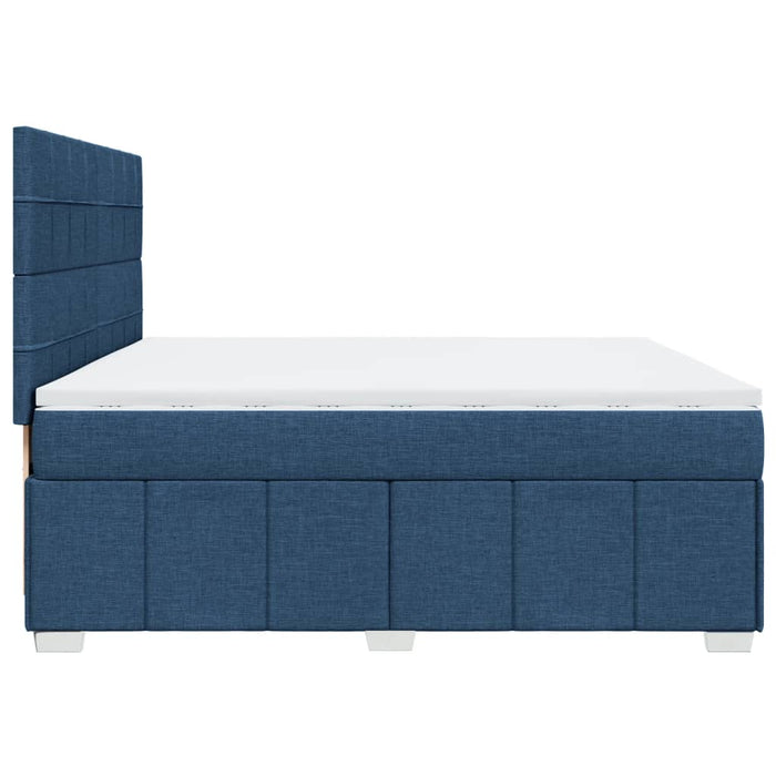 Pat box spring cu saltea, albastru, 200x200 cm, textil - WALTI WALTI