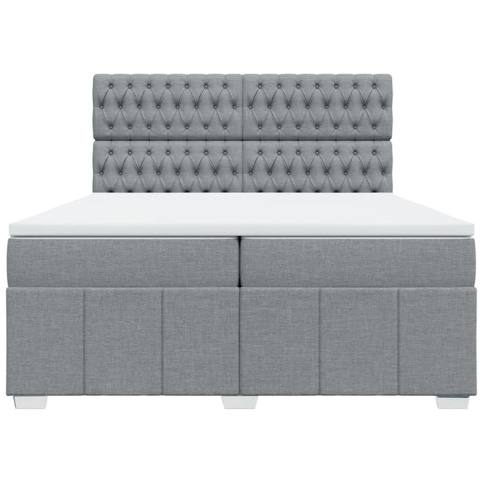 Pat box spring cu saltea, gri deschis, 200x200 cm, textil WALTI