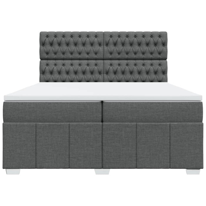 Pat box spring cu saltea, gri închis, 200x200 cm, textil - WALTI WALTI