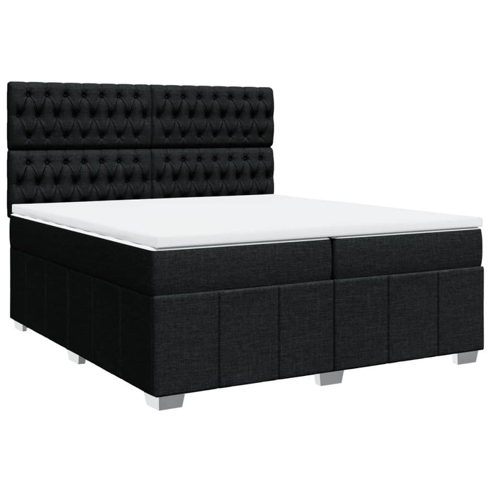 Pat box spring cu saltea, negru, 200x200 cm, textil WALTI
