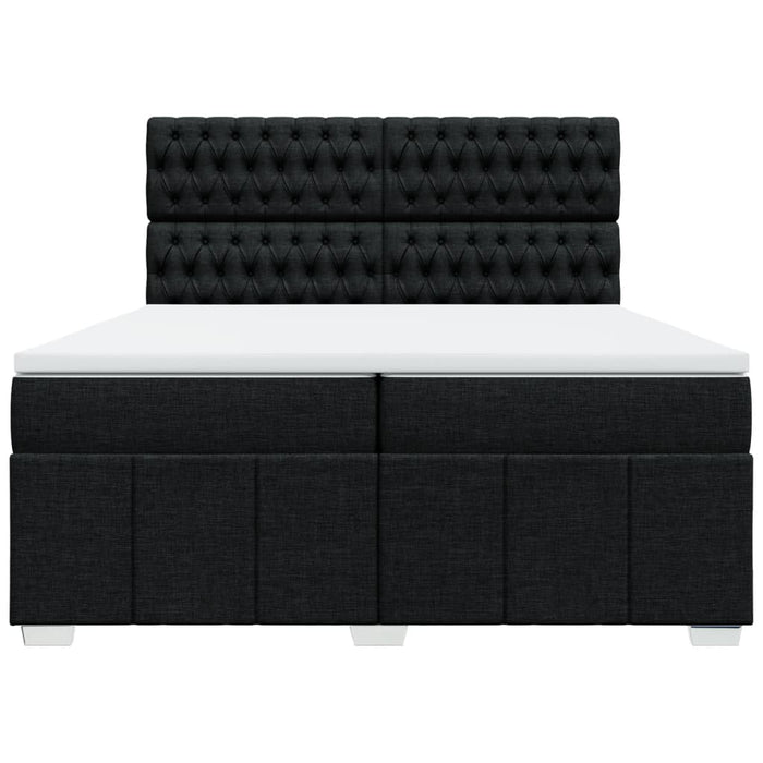Pat box spring cu saltea, negru, 200x200 cm, textil WALTI