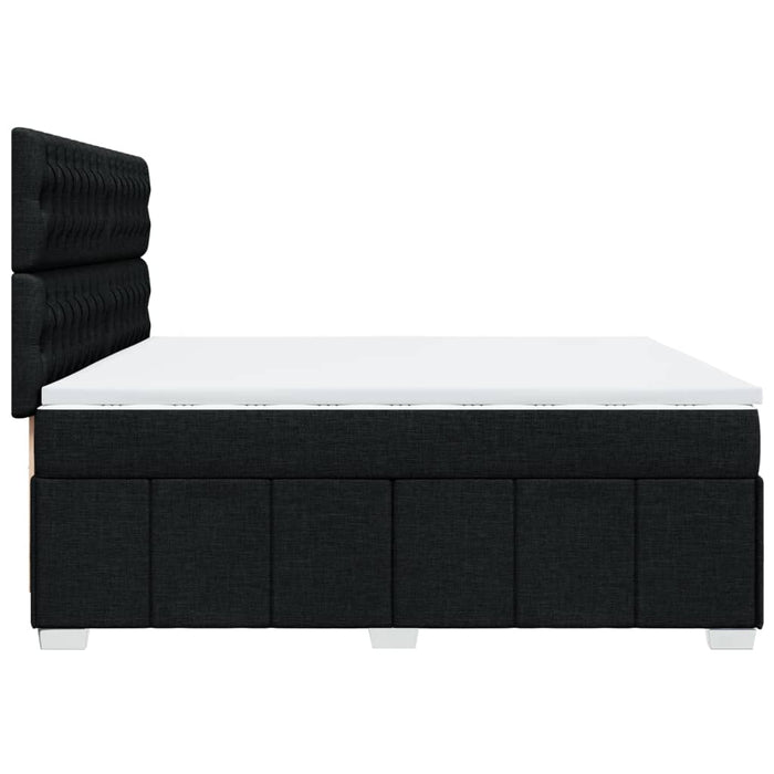 Pat box spring cu saltea, negru, 200x200 cm, textil WALTI