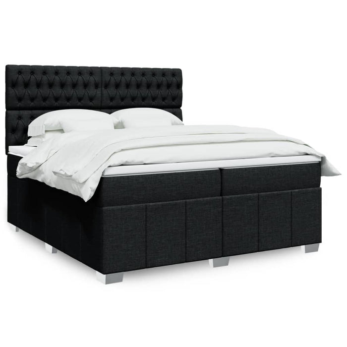 Pat box spring cu saltea, negru, 200x200 cm, textil WALTI