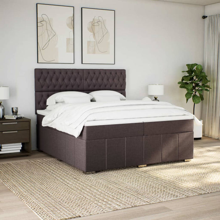 Pat box spring cu saltea, maro închis, 200x200 cm, textil - WALTI WALTI