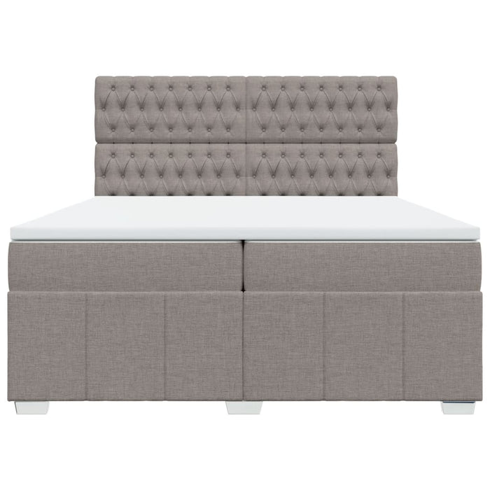 Pat box spring cu saltea, gri taupe, 200x200 cm, textil WALTI