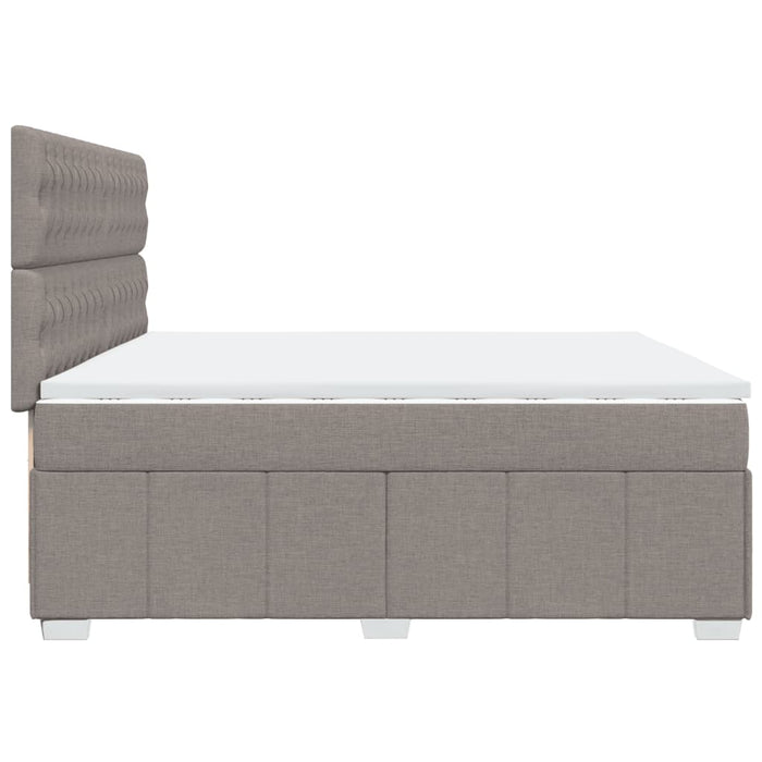 Pat box spring cu saltea, gri taupe, 200x200 cm, textil WALTI