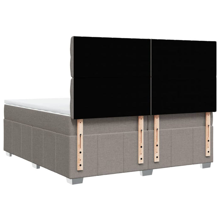 Pat box spring cu saltea, gri taupe, 200x200 cm, textil WALTI