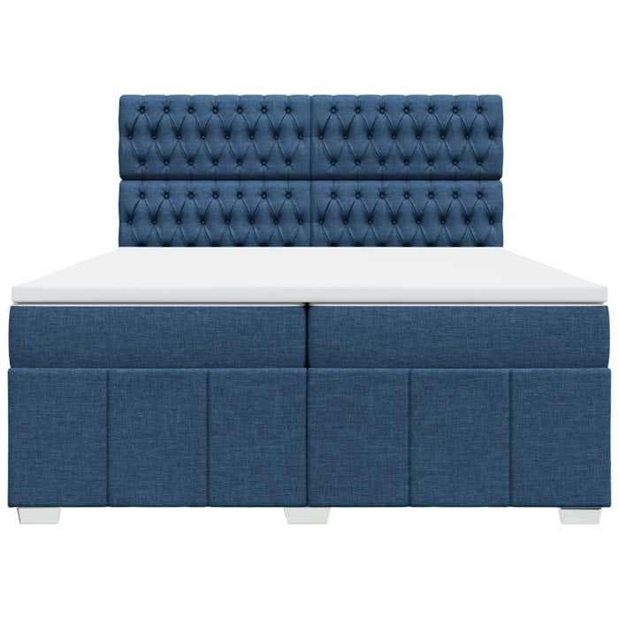 Pat box spring cu saltea, albastru, 200x200 cm, textil WALTI