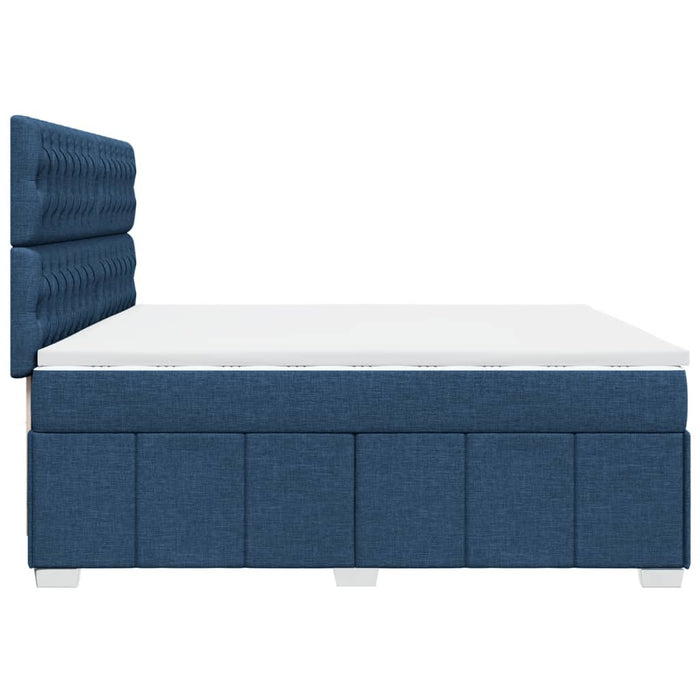 Pat box spring cu saltea, albastru, 200x200 cm, textil WALTI