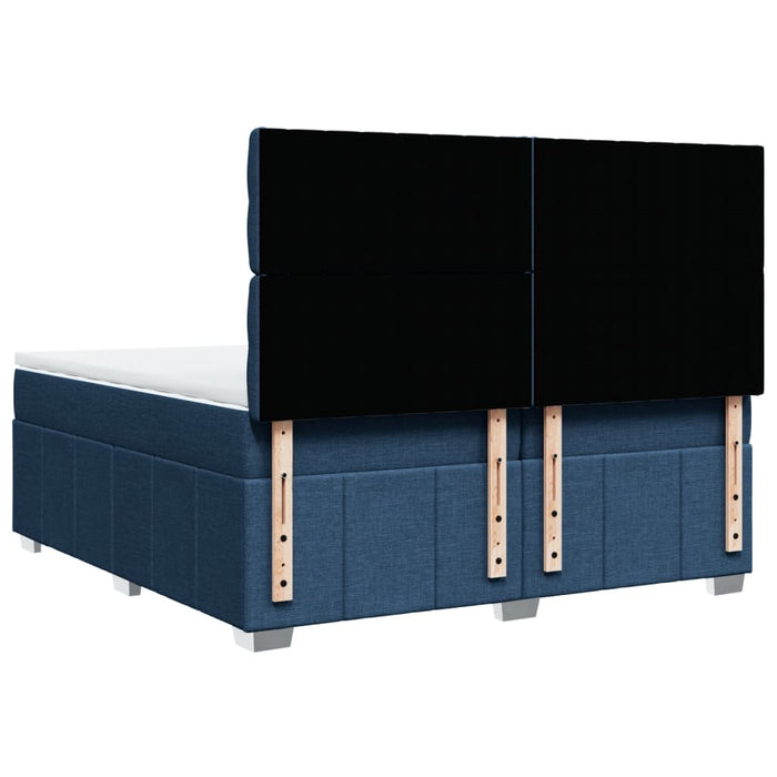 Pat box spring cu saltea, albastru, 200x200 cm, textil WALTI