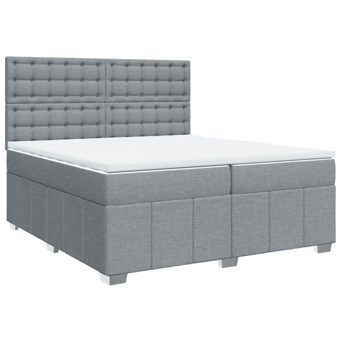 Pat box spring cu saltea, gri deschis, 200x200 cm, textil - WALTI WALTI