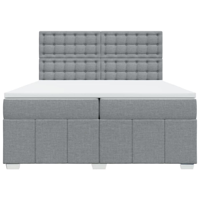 Pat box spring cu saltea, gri deschis, 200x200 cm, textil - WALTI WALTI