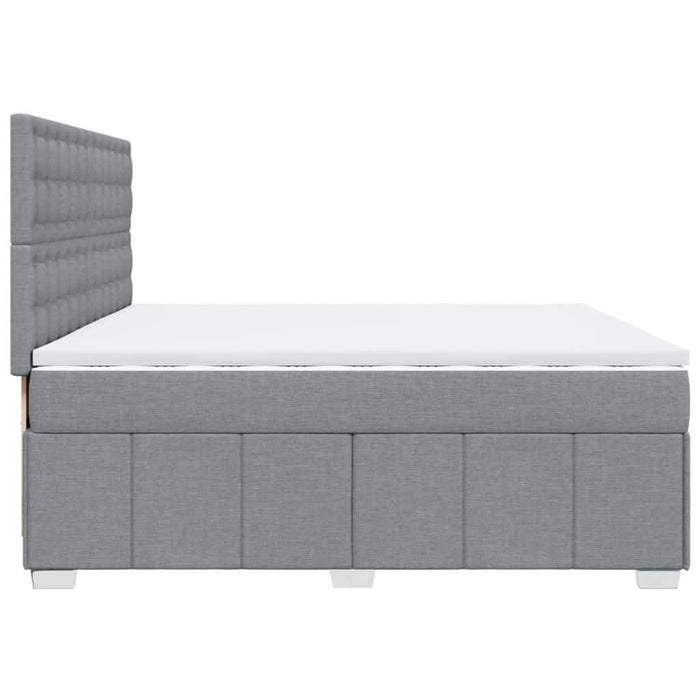 Pat box spring cu saltea, gri deschis, 200x200 cm, textil - WALTI WALTI
