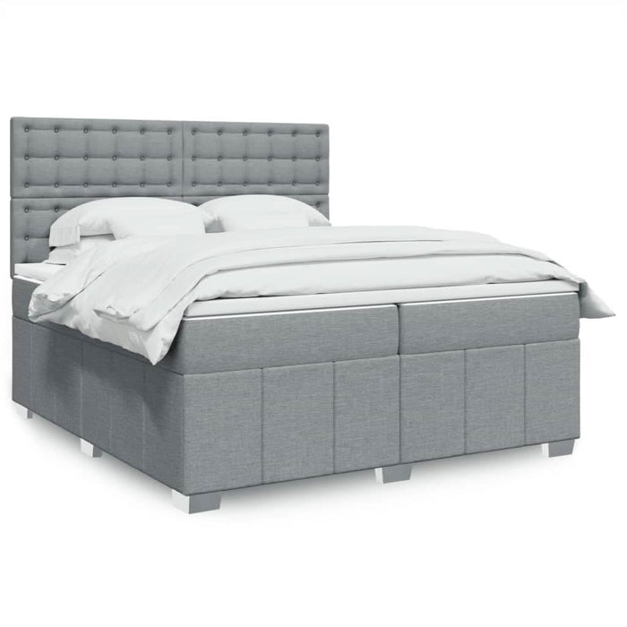 Pat box spring cu saltea, gri deschis, 200x200 cm, textil - WALTI WALTI