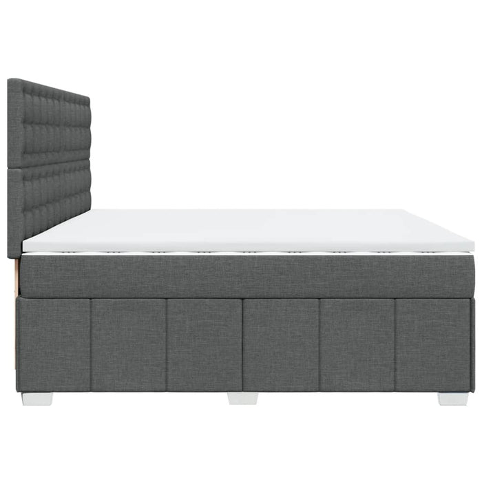 Pat box spring cu saltea, gri închis, 200x200 cm, textil - WALTI WALTI