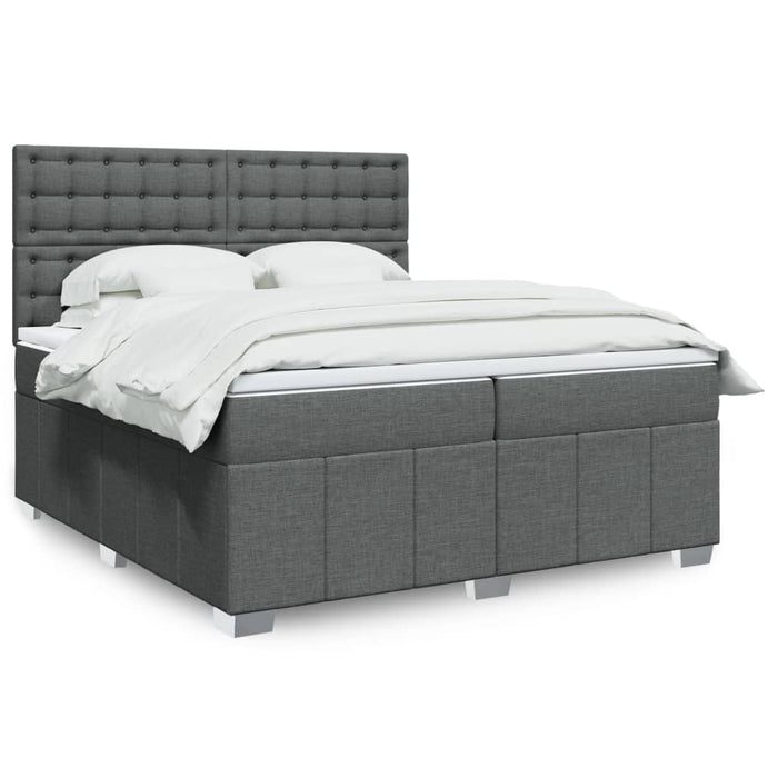 Pat box spring cu saltea, gri închis, 200x200 cm, textil - WALTI WALTI