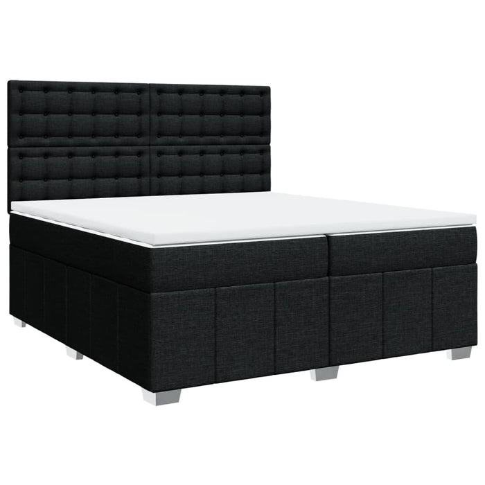 Pat box spring cu saltea, negru, 200x200 cm, textil WALTI