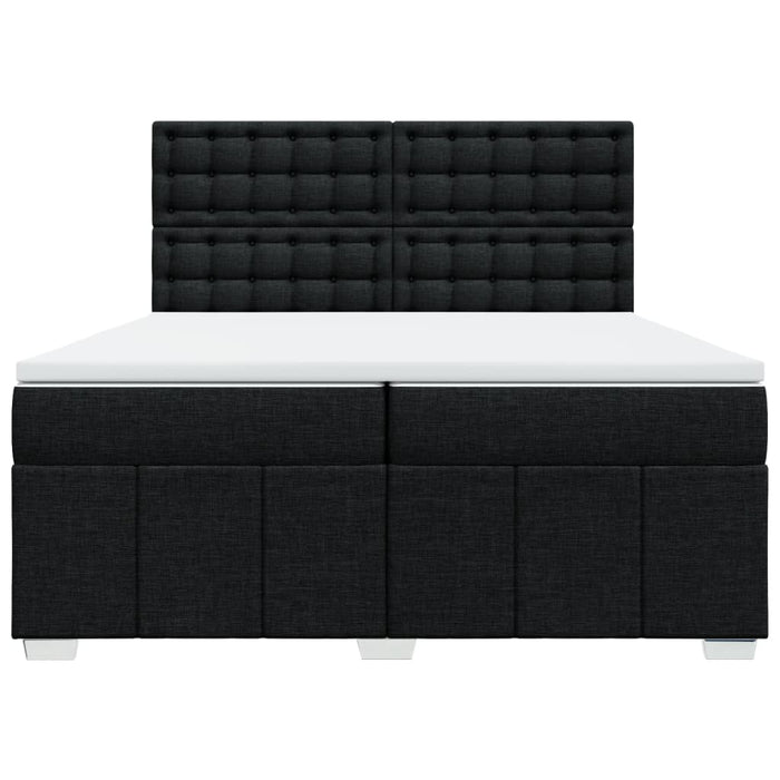 Pat box spring cu saltea, negru, 200x200 cm, textil WALTI