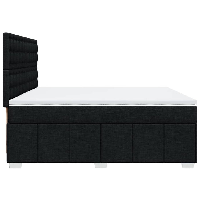 Pat box spring cu saltea, negru, 200x200 cm, textil WALTI