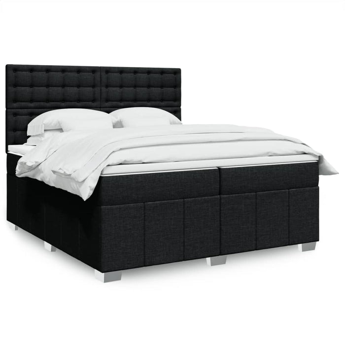 Pat box spring cu saltea, negru, 200x200 cm, textil WALTI