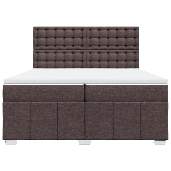 Pat box spring cu saltea, maro închis, 200x200 cm, textil WALTI