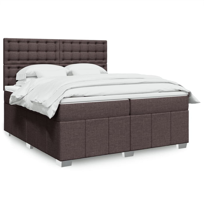 Pat box spring cu saltea, maro închis, 200x200 cm, textil WALTI