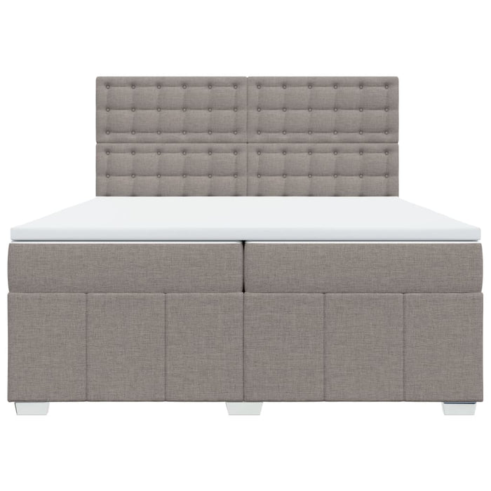 Pat box spring cu saltea, gri taupe, 200x200 cm, textil - WALTI WALTI