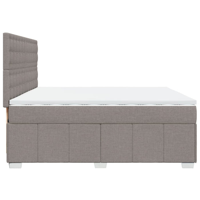 Pat box spring cu saltea, gri taupe, 200x200 cm, textil - WALTI WALTI