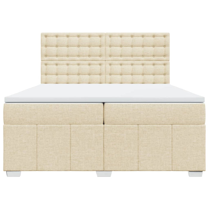 Pat box spring cu saltea, crem, 200x200 cm, textil WALTI