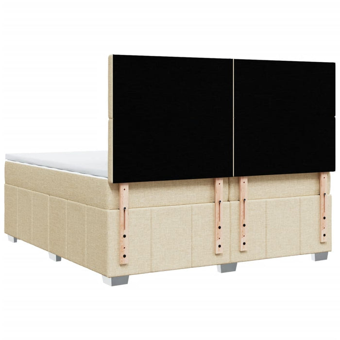 Pat box spring cu saltea, crem, 200x200 cm, textil WALTI