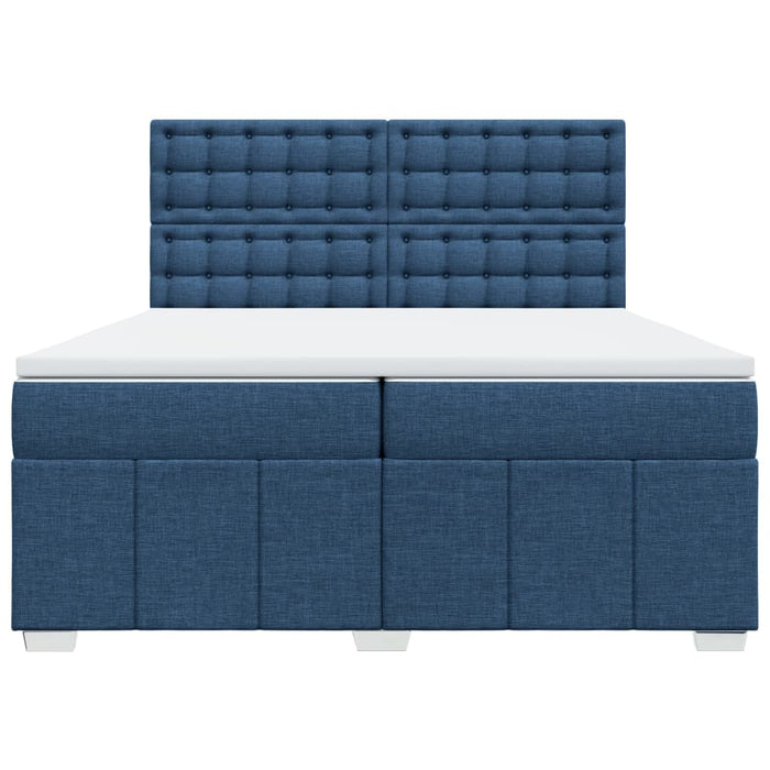 Pat box spring cu saltea, albastru, 200x200 cm, textil WALTI