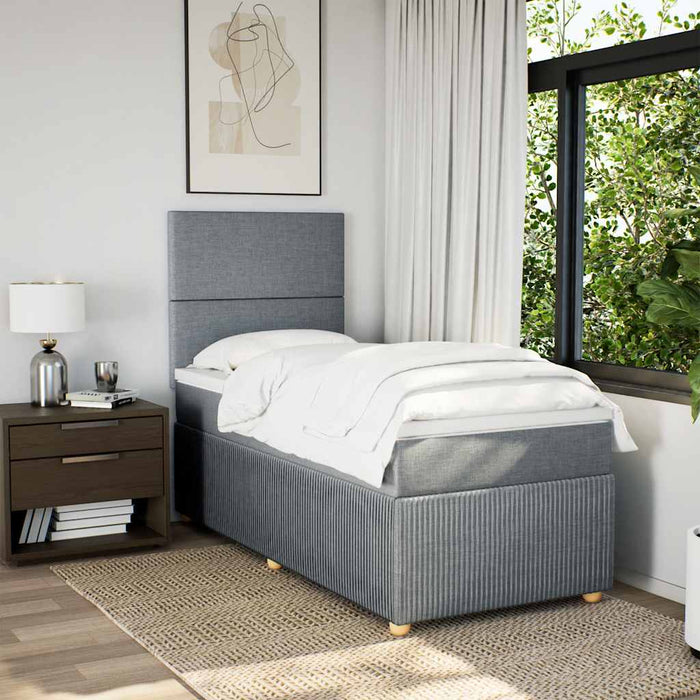 Pat continental cu saltea, gri deschis, 80x200 cm, textil WALTI